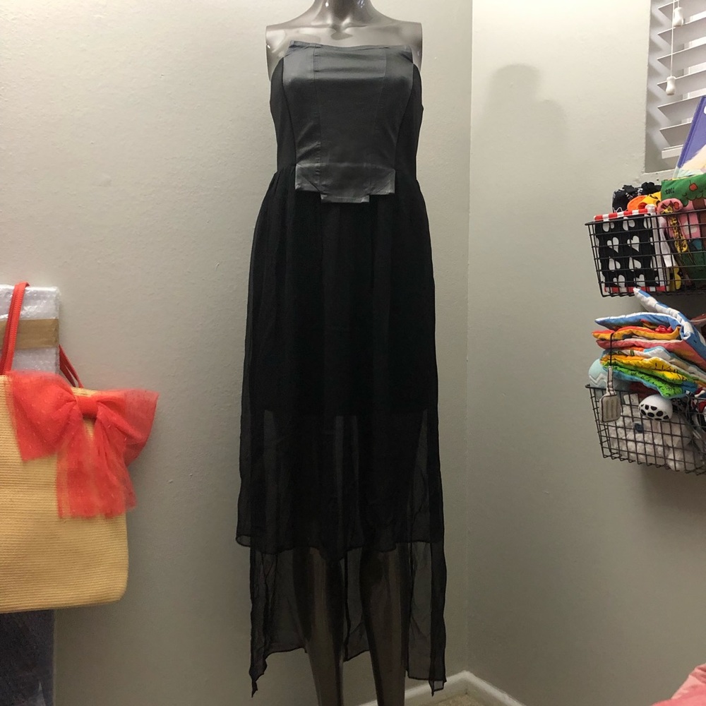 NWT) Leather +silk maxi dress